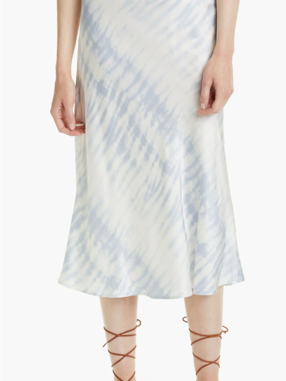 Rails Anya Satin Tie-Dye Midi Skirt Blue Tide | Size S Chic Modern Date Night